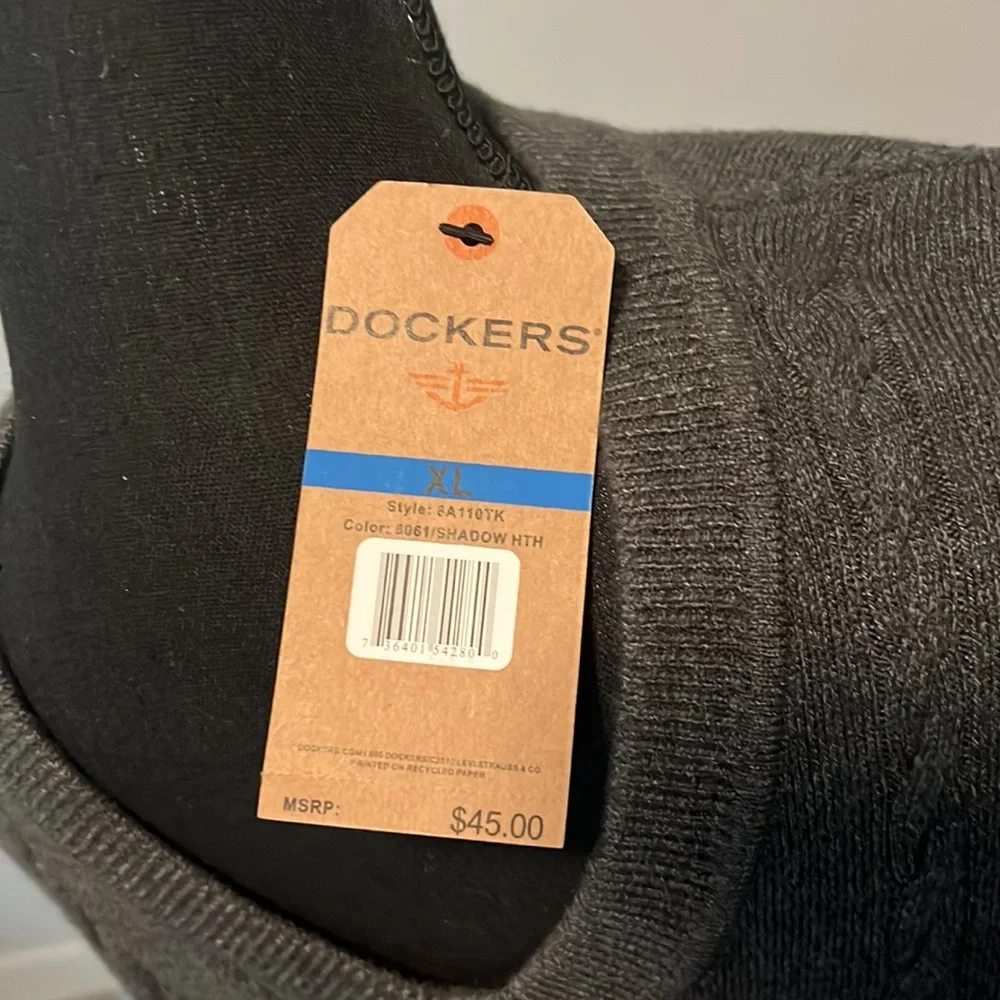 Dockers Men's V-Neck Sweater - Dark Gray - Picture 3 of 5